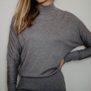 Grey mock neck sweater dress